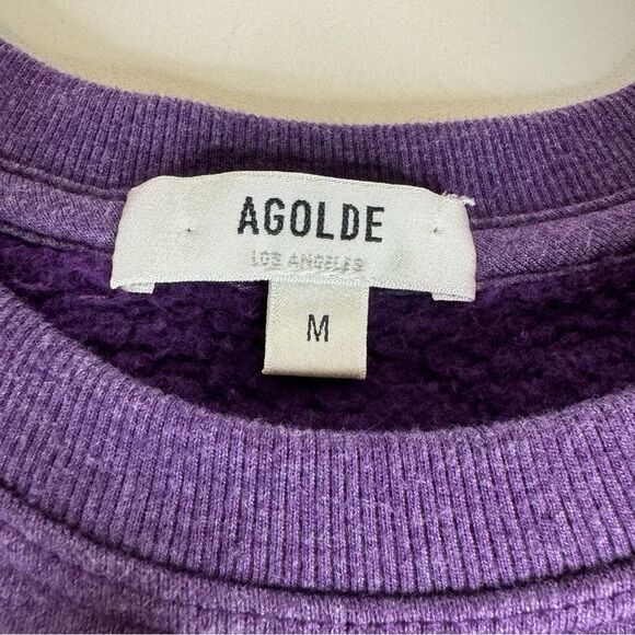AGOLDE Thora Sweatshirt Cropped Grape Heather Crewneck 3/4 Sleeve Sz medium - Picture 11 of 14